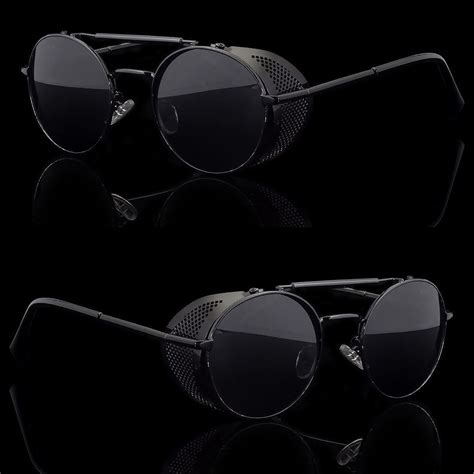 round sunglasses with side shield|retro sunglasses with side shields.